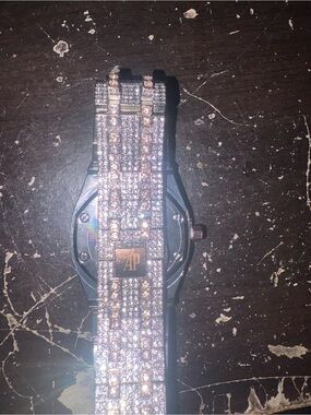 Diamond-Style Men’s Bracelet Watch Band in Silver and Rose Gold